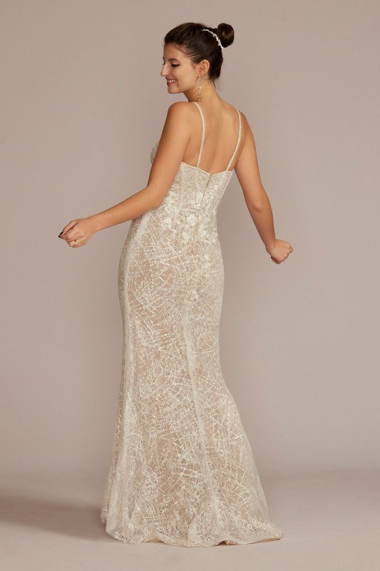 Lace Sheath Petite Wedding Gown with Overskirt 7SWG916