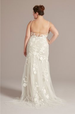 Lace Applique Tulle Mermaid Plus Size Wedding Gown 8MS251255
