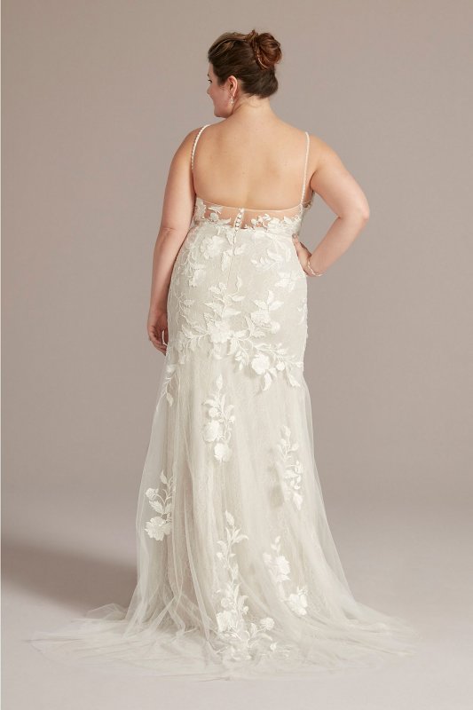 Lace Applique Tulle Mermaid Plus Size Wedding Gown 8MS251255