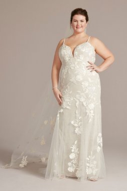 Lace Applique Tulle Mermaid Plus Size Wedding Gown 8MS251255