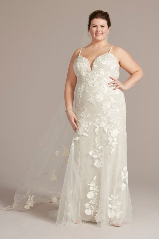 Lace Applique Tulle Mermaid Plus Size Wedding Gown 8MS251255