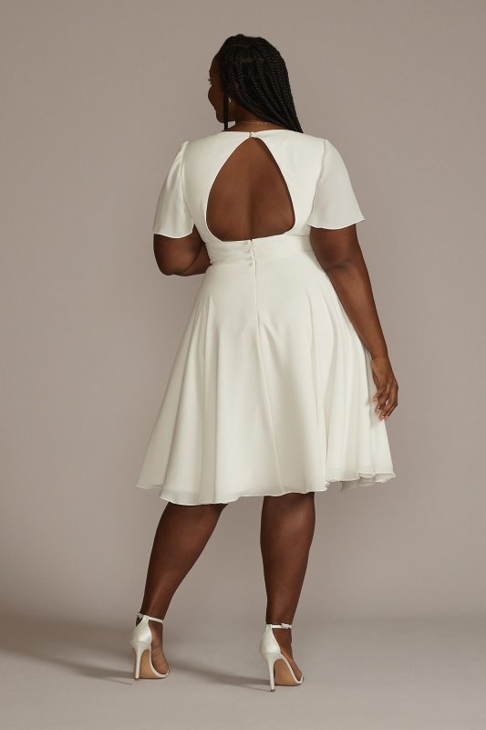 Flutter Sleeve Tea-Length Plus Size Dress 9SDWG1047