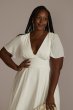 Flutter Sleeve Tea-Length Plus Size Dress 9SDWG1047