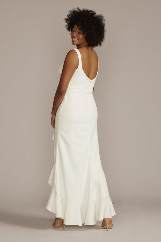 Crepe Plus Size Wedding Dress with Ruffle Skirt 9SDWG1052