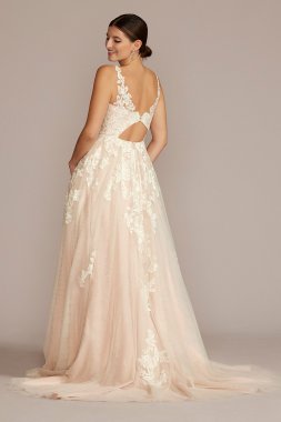 Illusion Plunge V-Neck Lace Wedding Gown CWG924