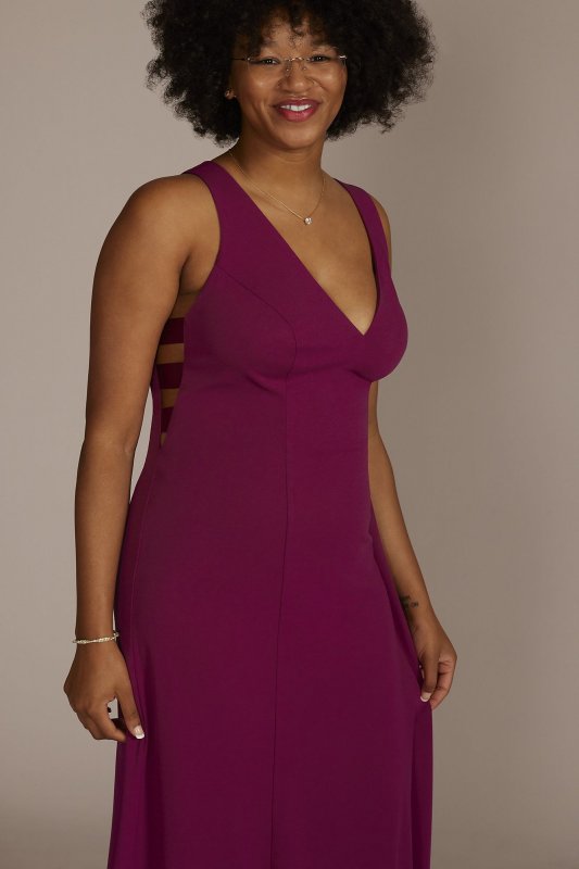 Plus Size Cutout Stretch Crepe Tank Sheath D21NY22174V2W