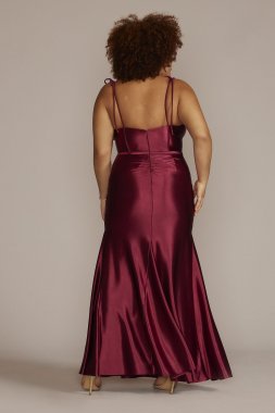 Plus Size Allover Stretch Satin Corset Sheath Gown D24NY22021W