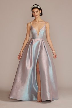 Pleated Iridescent Ball Gown WBM2885V2