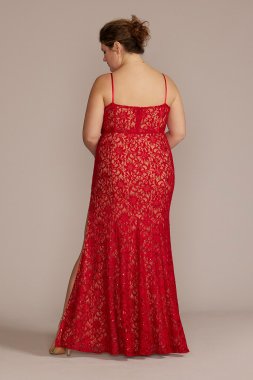 Plus Size Allover Lace Corset Sheath with Slit WBM2897W