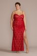 Plus Size Allover Lace Corset Sheath with Slit WBM2897W