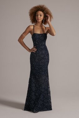 Square Neck Floor Length Lace Prom Dress WBM2944