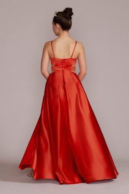 Satin A-Line Prom Dress with Cutouts WBM2948