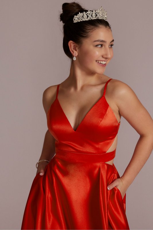 Satin A-Line Prom Dress with Cutouts WBM2948