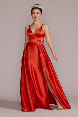 Satin A-Line Prom Dress with Cutouts WBM2948