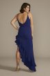 Plus Size Asymmetrical Ruffled Slit Crepe Dress WBM3021V1W