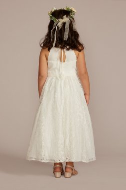Shirred Halter Neck Ball Gown Flower Girl Dress WG1444