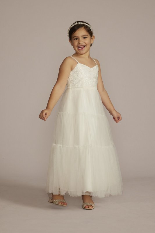 Lace and Tulle Spaghetti Strap Flower Girl Dress WG1447