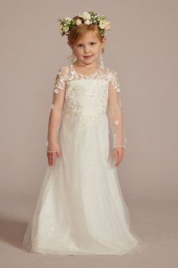 3D Floral Lace Applique Flower Girl Dress WG1451