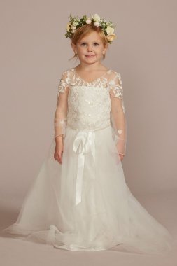 3D Floral Lace Applique Flower Girl Dress WG1451