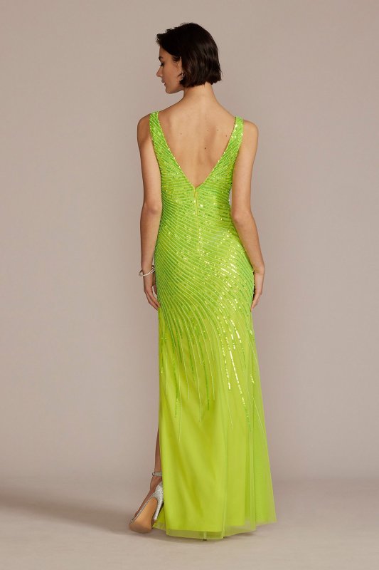 Cascading Sequin Tank Gown with Side Slit WGIN20248B