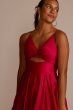 Long V-Neck Satin Ball Gown with Bodice Cutout 3803BN