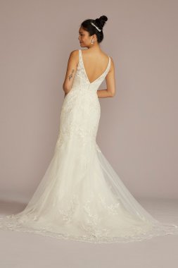 Removable Train Mermaid Tall Plus Wedding Dress CWG932
