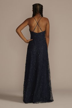 Glitter Illusion Lace A-line Dress with Pockets D24NY22622