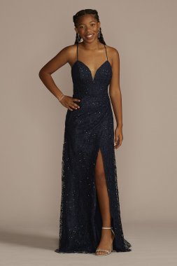 Glitter Illusion Lace A-line Dress with Pockets D24NY22622