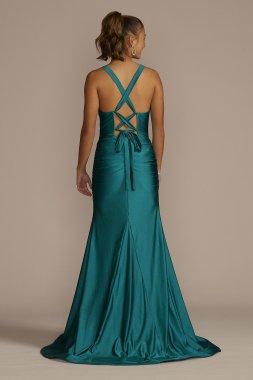 Stretch Satin V-Neck Tank Mermaid Dress D24NY23075