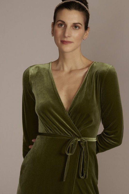 Long-Sleeve Velvet Bridesmaid Dress F20610