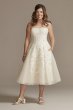 Sheer Lace and Tulle Tea-Length Wedding Dress MIDWG3861