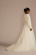 Long Sleeve Pearl Tulle Modest Wedding Dress MSLCWG889