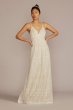 Allover Lace V-Neck Wedding Dress with Open Back SDWG1086