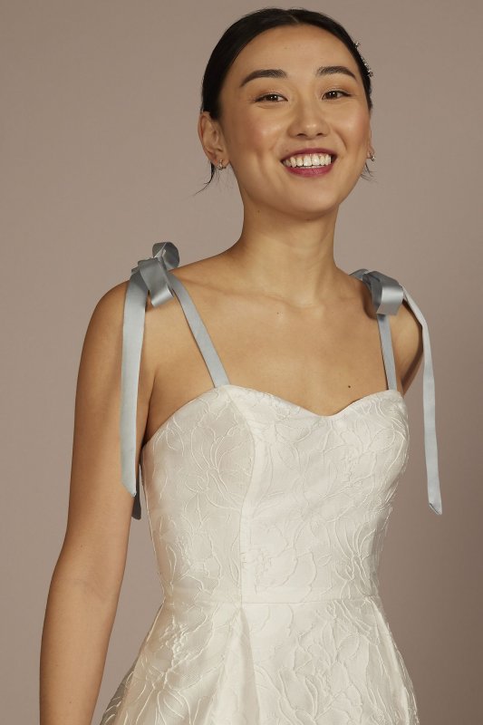 Short Jacquard A-Line Dress with Removable Straps SDWG1177