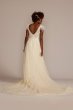 Floral Sequin Feathered Tall Plus Wedding Dress SWG938