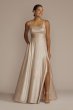 Square Neck Stretch Satin Metallic Tank Dress WBM3259
