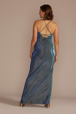 Iridescent Ruffle Dress with Lace-Up Back WBM3312