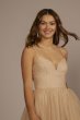 Lace-Up Glitter Tulle V-Neck Ball Gown WBM3562