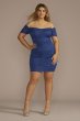 Off-the-Shoulder Sweetheart Ruched Glitter Sheath WBM3617
