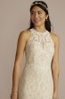 Halter Neck Button Back Allover Lace Wedding Dress WG4091