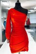 Tight Fuchsia Ruched Homecoming Dress with Sleeves E202283177