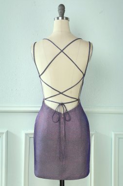 Glitter Tight Purple Homecoming Dress E202283176