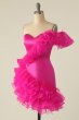 Fuchsia Sweetheart Short Homecoming Dress with Ruffles E202283186