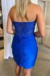 Royal Blue Strapless Beaded Tight Homecoming Dress E202283649