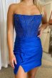 Royal Blue Strapless Beaded Tight Homecoming Dress E202283649