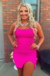 Sparkly Lace-Up Back Sequins Fuchsia Tight Short Homecoming Dress E202283654