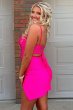 Sparkly Lace-Up Back Sequins Fuchsia Tight Short Homecoming Dress E202283654