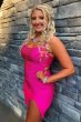 Sparkly Lace-Up Back Sequins Fuchsia Tight Short Homecoming Dress E202283654