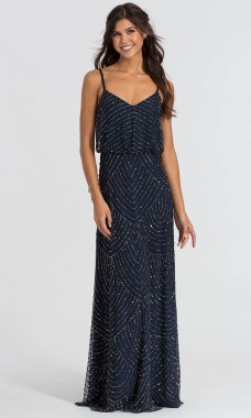 Sequin Navy Long Bridesmaid Dress AP-091866700-N