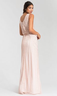 Long Blush Beaded Bridesmaid Dress AP-091900120-B